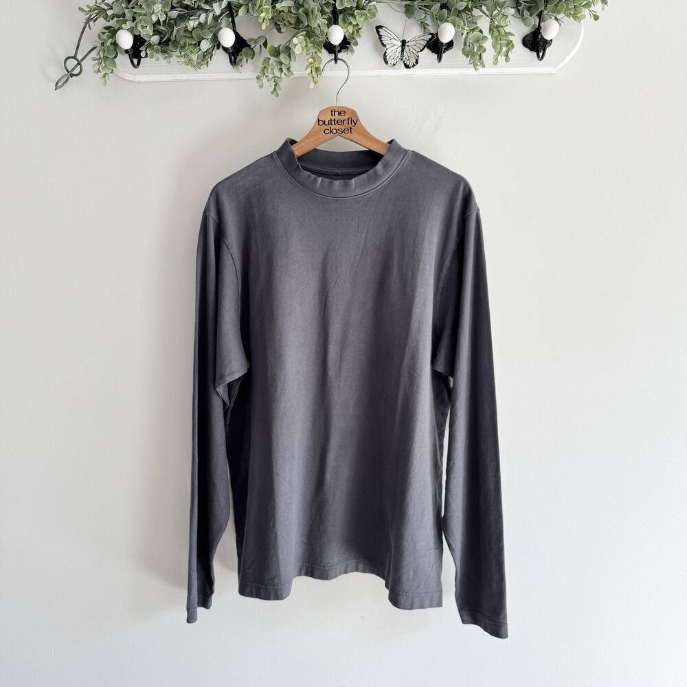 YZY Yeezy Grey Mens Long Sleeve Mock Neck Shirt Small U5005